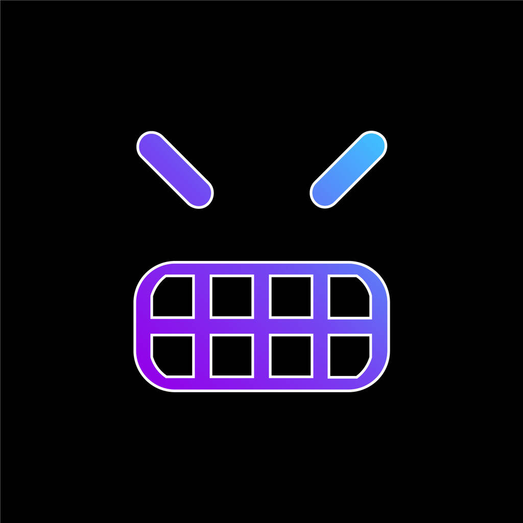 Angry Emoticon Piazza faccia blu gradiente icona vettoriale - Vettoriali, immagini