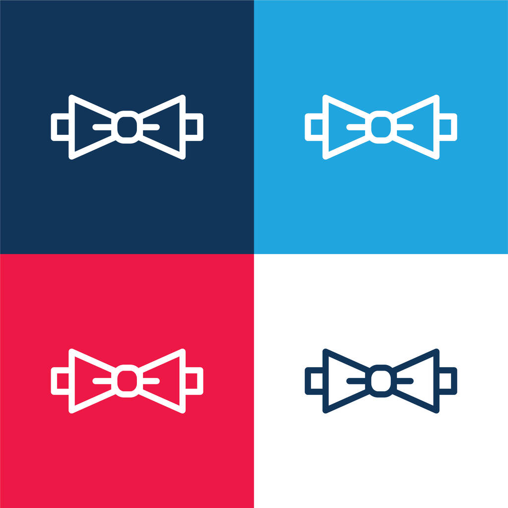 Fliege blau und rot vier Farben minimales Symbol-Set - Vektor, Bild