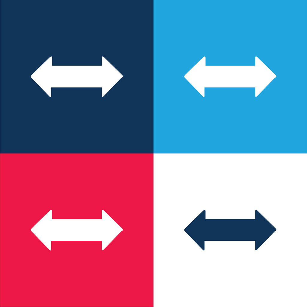 Obousměrná šipka modrá a červená čtyři barvy minimální ikona nastavena - Vektor, obrázek