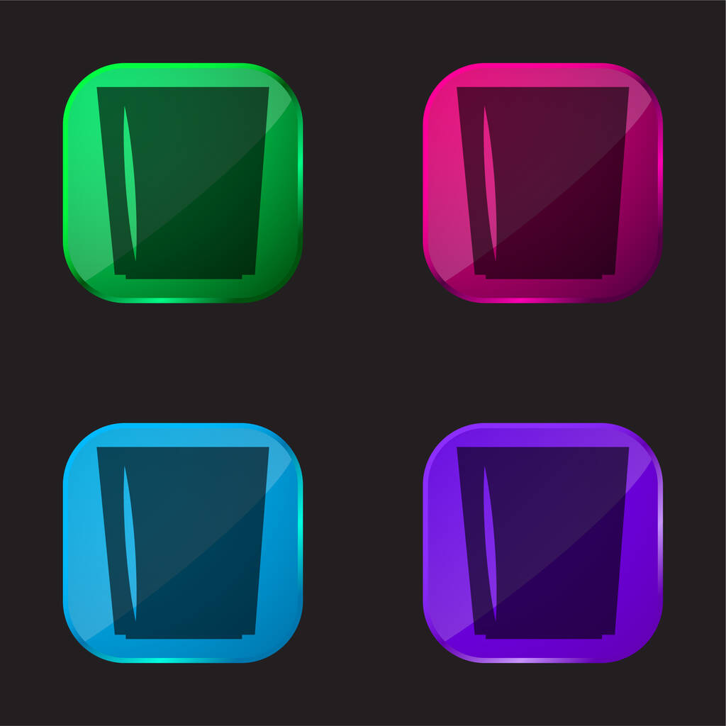 Black Glass Side View ícone de botão de vidro de quatro cores - Vetor, Imagem