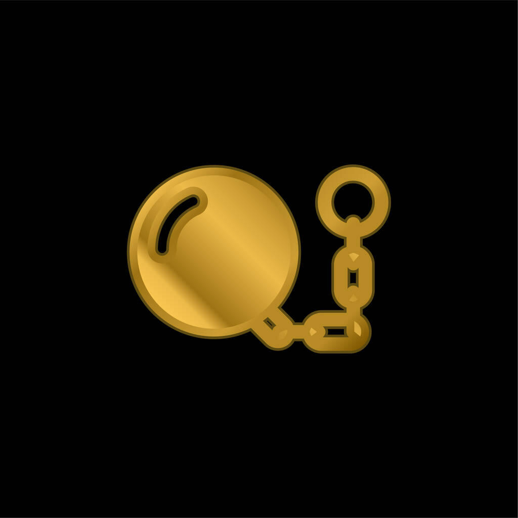 Top ve zincirli altın kaplama metalik simge veya logo vektörü - Vektör, Görsel