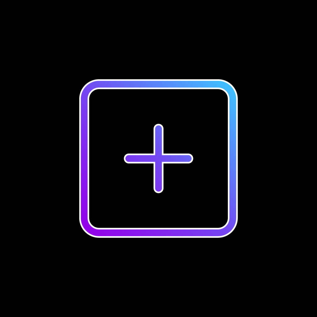 Přidat čtvercový obrys ikony modrého přechodu tlačítka rozhraní - Vektor, obrázek