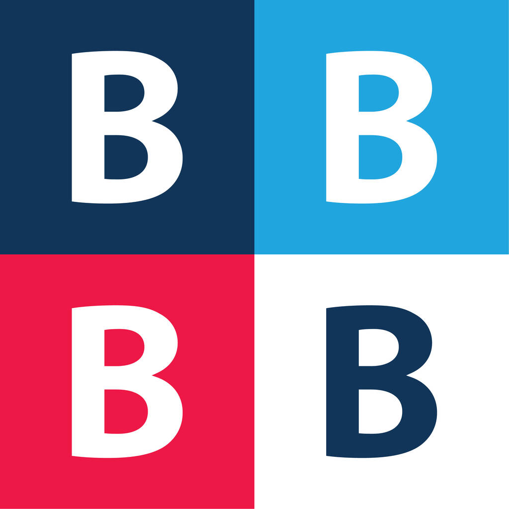 文字Bの太字ボタン記号青と赤の4色の最小アイコンセット - ベクター画像