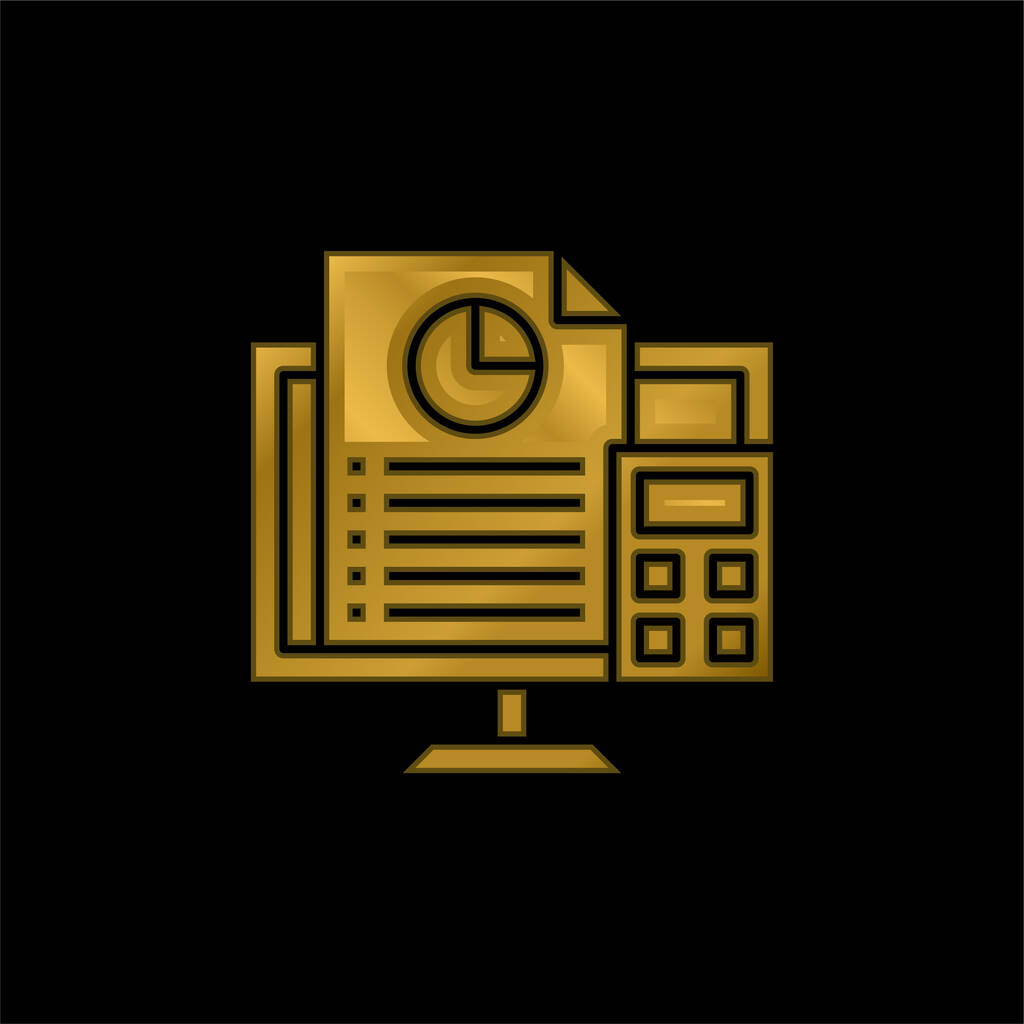 Accounting gold plated metalic icon or logo vector - Vector, Image