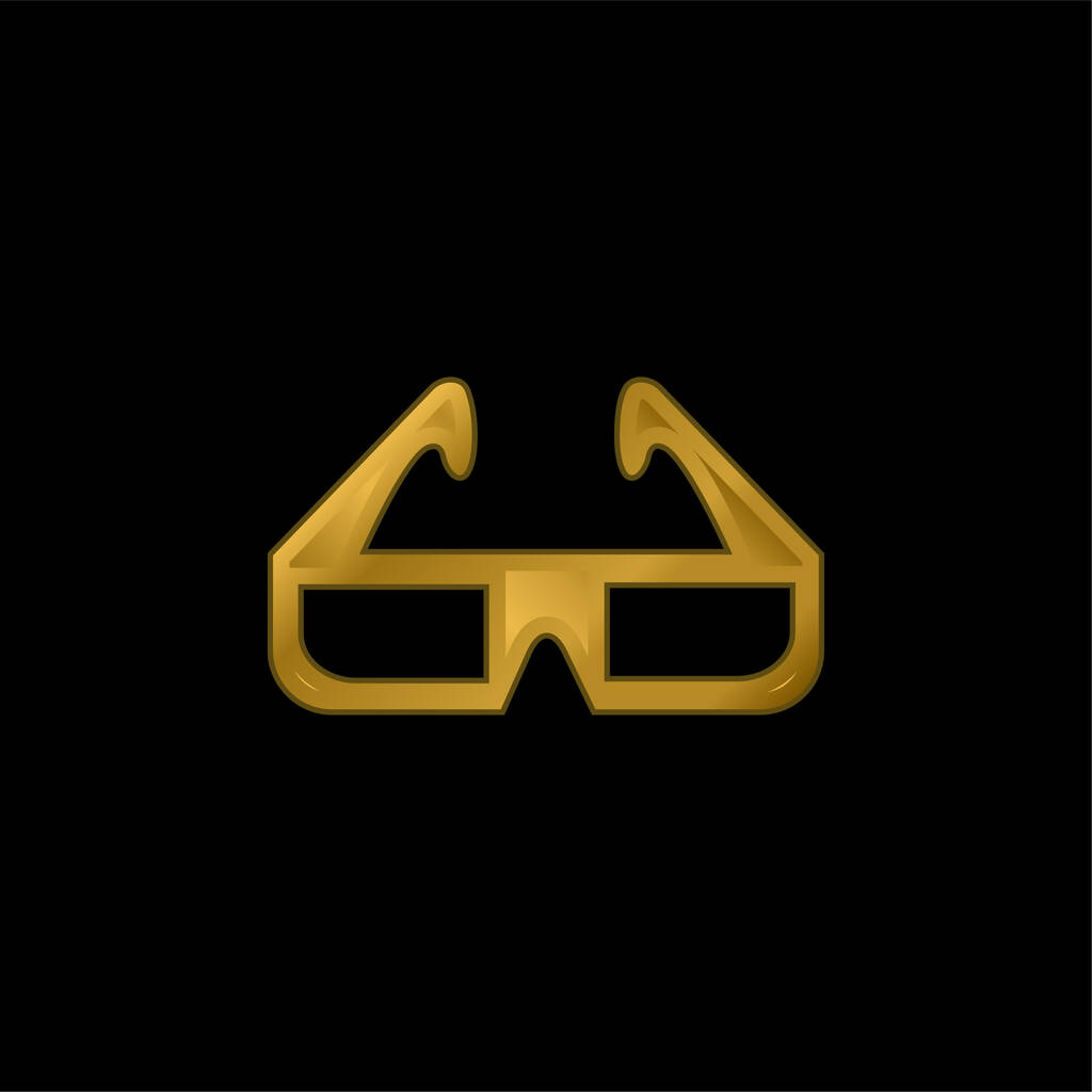 3D-Brille vergoldet metallisches Symbol oder Logo-Vektor - Vektor, Bild