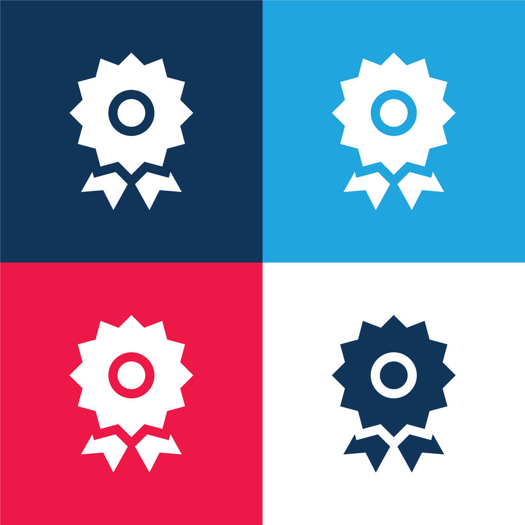 Premio azul y rojo de cuatro colores mínimo icono conjunto - Vector, imagen