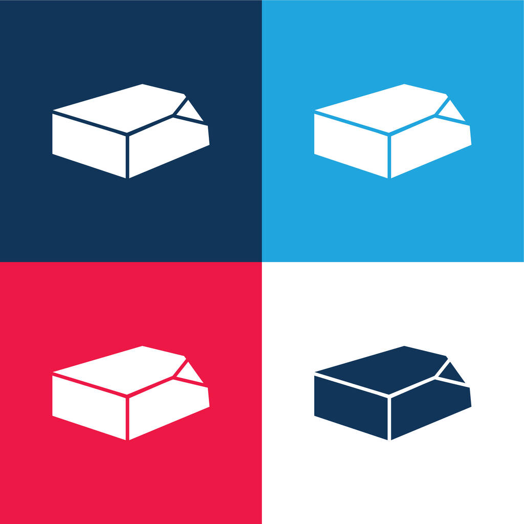 Box Organization Tool modrá a červená čtyři barvy minimální ikona nastavena - Vektor, obrázek