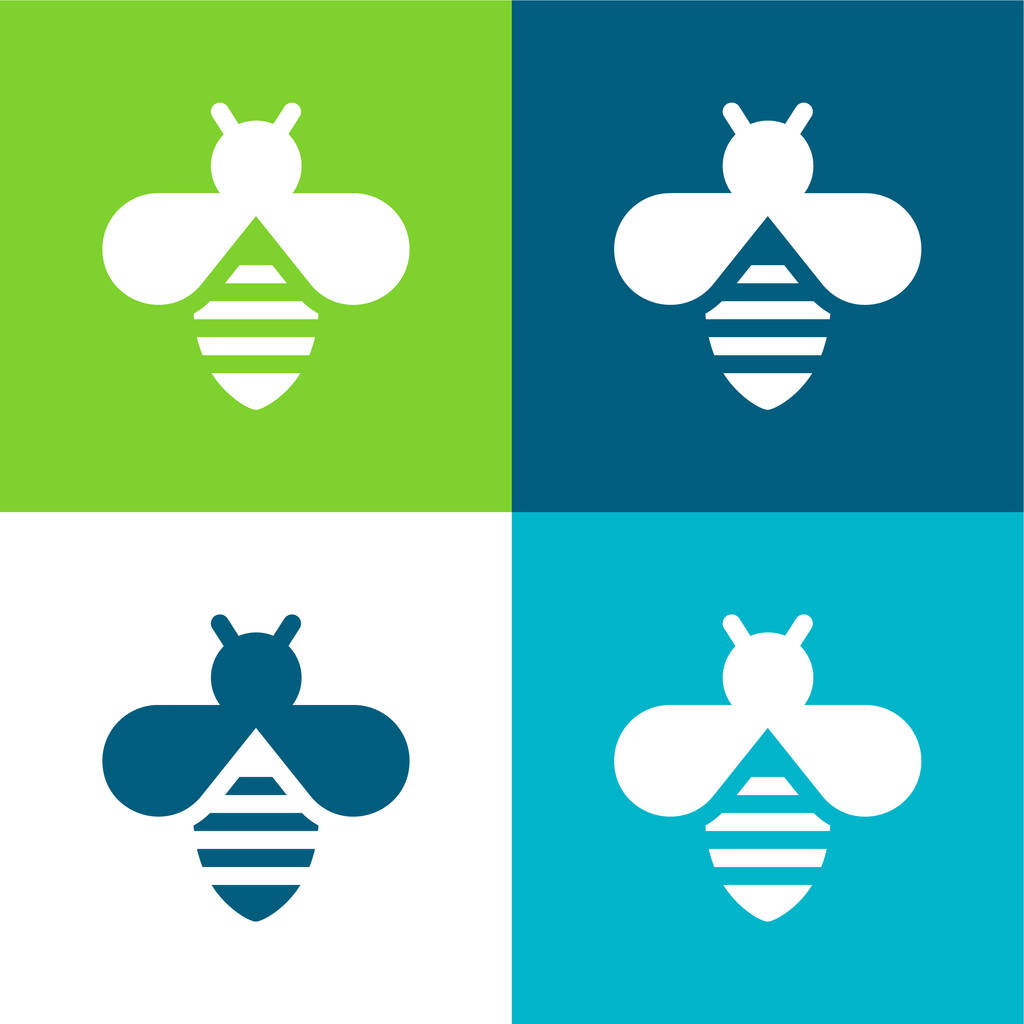 Bee Flat vier kleuren minimale pictogram set - Vector, afbeelding