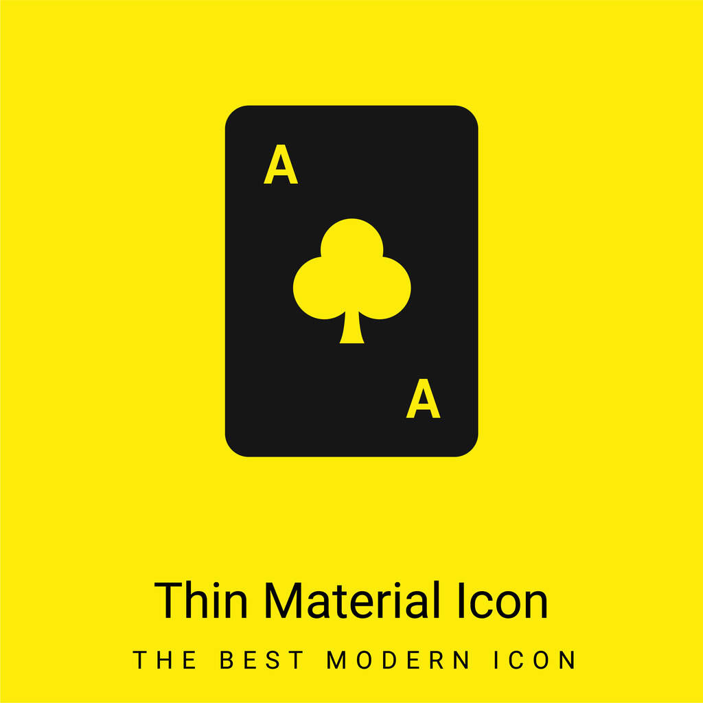 Ace Of Club minimal bright yellow material icon - Vector, Image