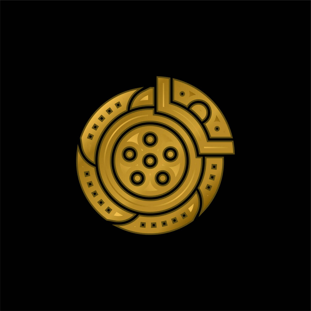 Freno chapado en oro icono metálico o logo vector - Vector, Imagen
