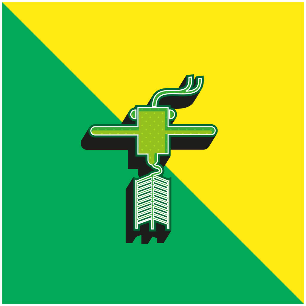 Трехмерная печать зеленого и желтого современного трехмерного векторного логотипа - Вектор,изображение