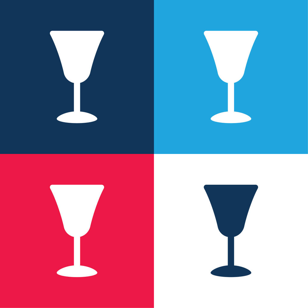 Velký pohár modrá a červená čtyři barvy minimální ikona nastavena - Vektor, obrázek