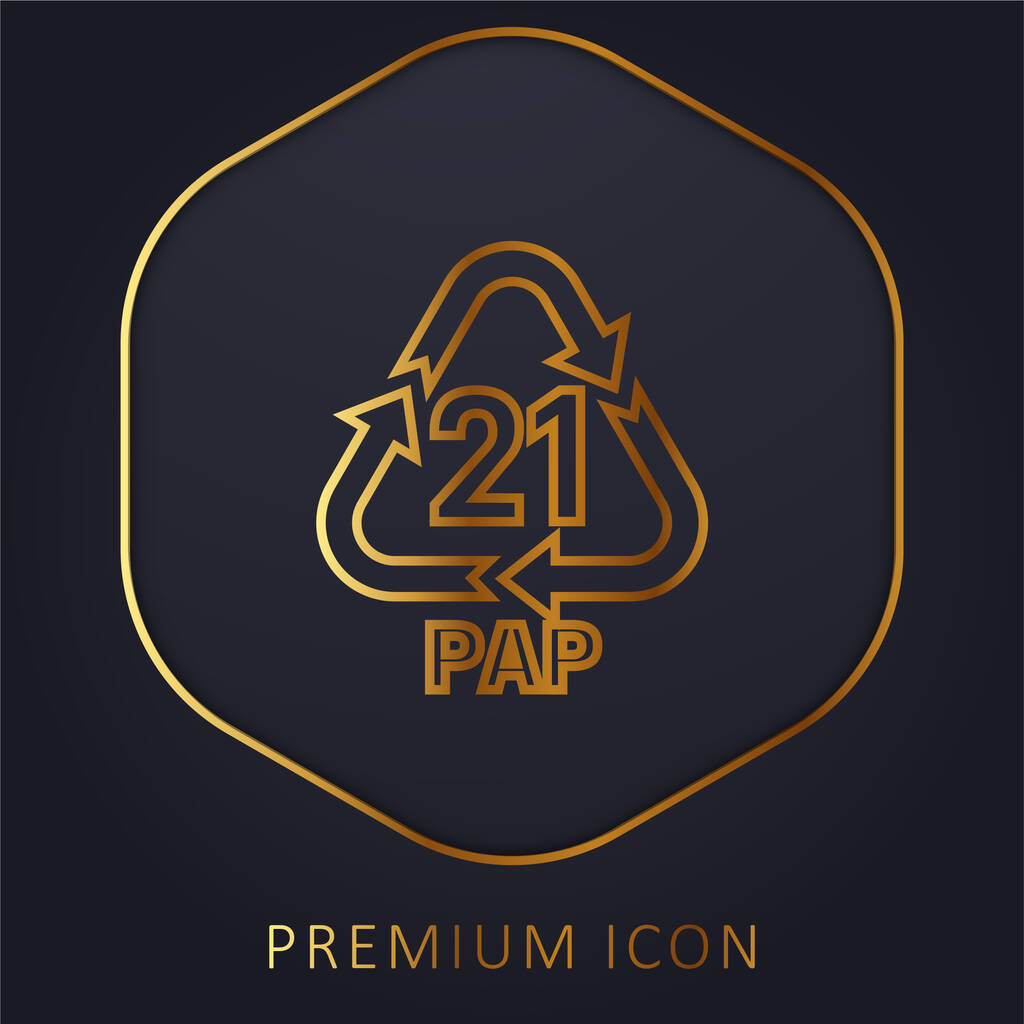 21 PAP línea de oro logotipo premium o icono - Vector, imagen