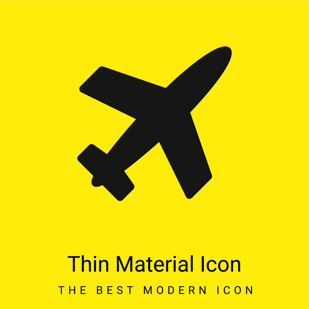Icono de material amarillo brillante mínimo lleno de forma de avión - Vector, imagen