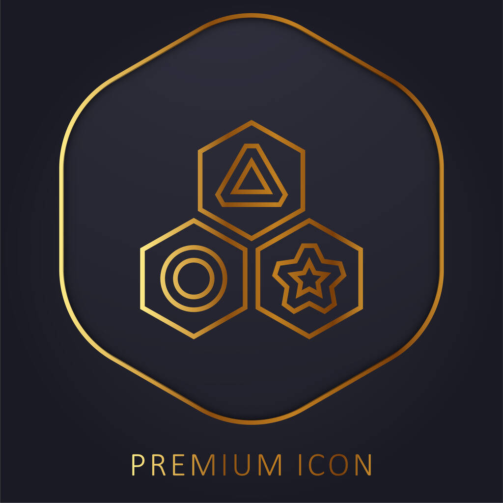 Bloques de línea dorada logotipo premium o icono - Vector, Imagen
