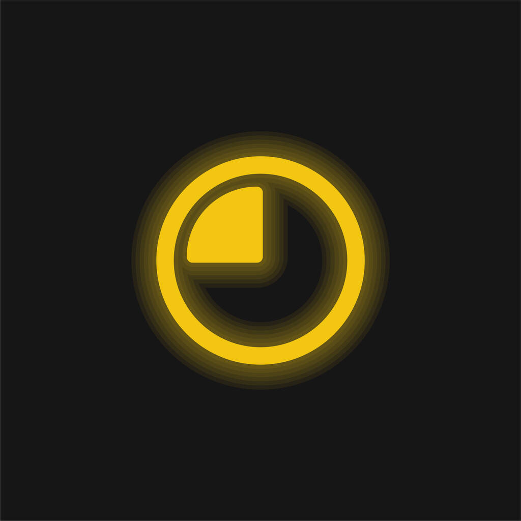 15 minut žlutá zářící neonová ikona - Vektor, obrázek