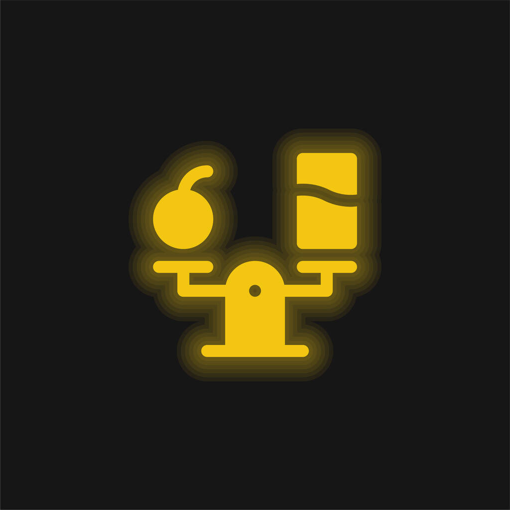 Zrównoważona dieta żółta świecąca ikona neonu - Wektor, obraz