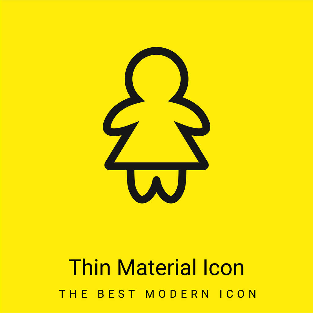 Baby Girl Outline icona minimale materiale giallo brillante - Vettoriali, immagini