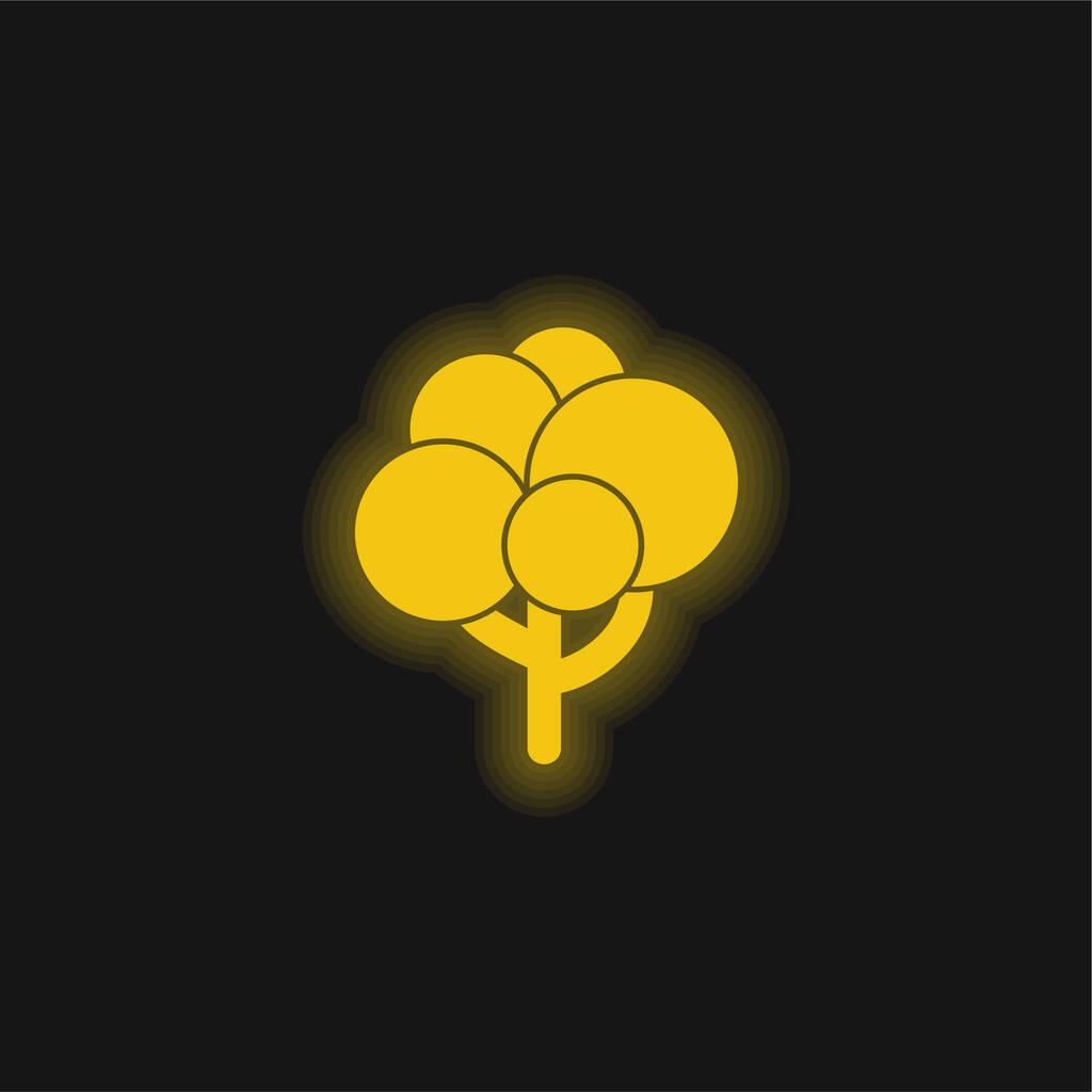 Чорне дерево фігура з кульками Foliage жовтий блискучий неоновий значок
 - Вектор, зображення