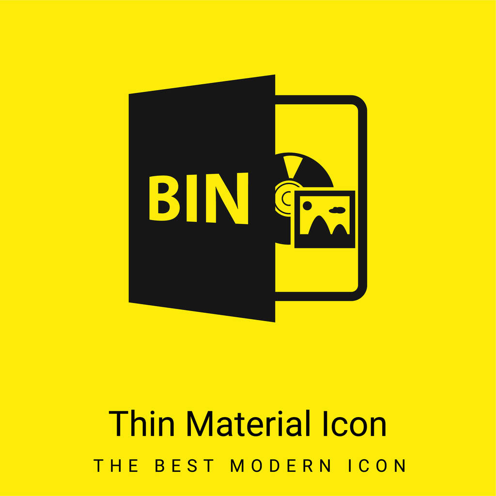 BIN Open File Format ícone material amarelo brilhante mínimo - Vetor, Imagem