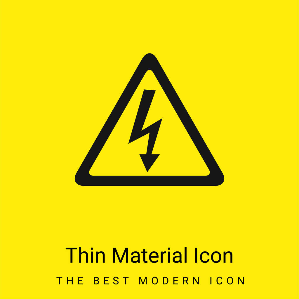 Señal de perno de flecha de riesgo de choque eléctrico en forma triangular mínimo icono de material amarillo brillante - Vector, Imagen