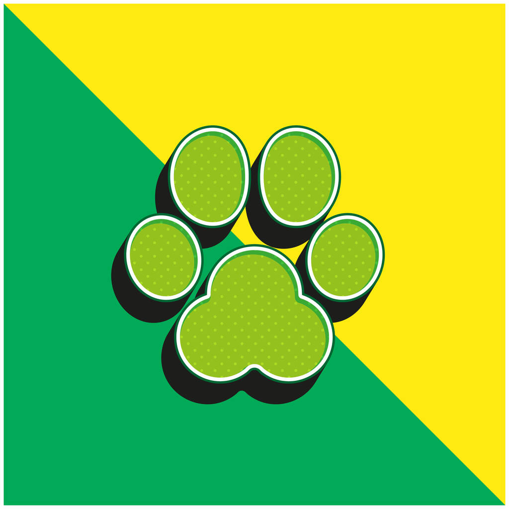 Animal Track Zöld és sárga modern 3D vektor ikon logó - Vektor, kép