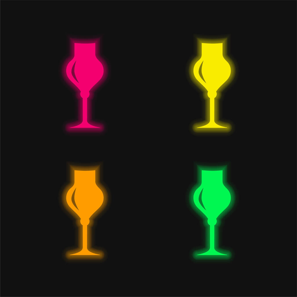 Nero elegante bere vetro strumento quattro colori incandescente icona vettoriale al neon - Vettoriali, immagini