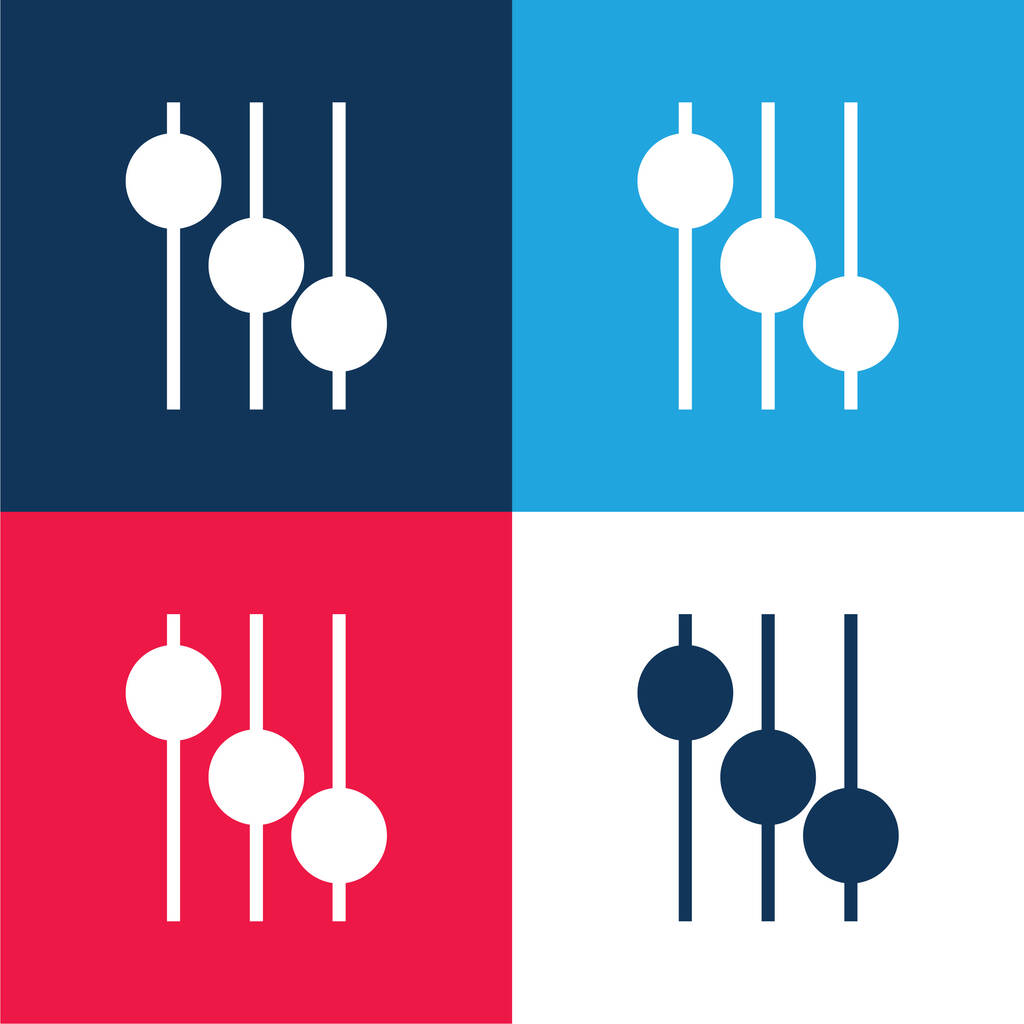 Audio Mixer Controls blue and red four color minimal icon set - Vector, Image