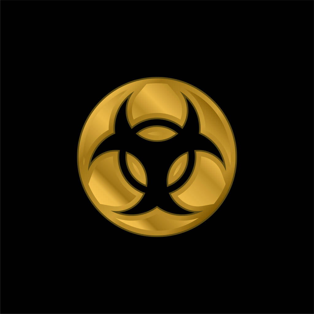 Biohazard banhado a ouro ícone metálico ou vetor logotipo - Vetor, Imagem