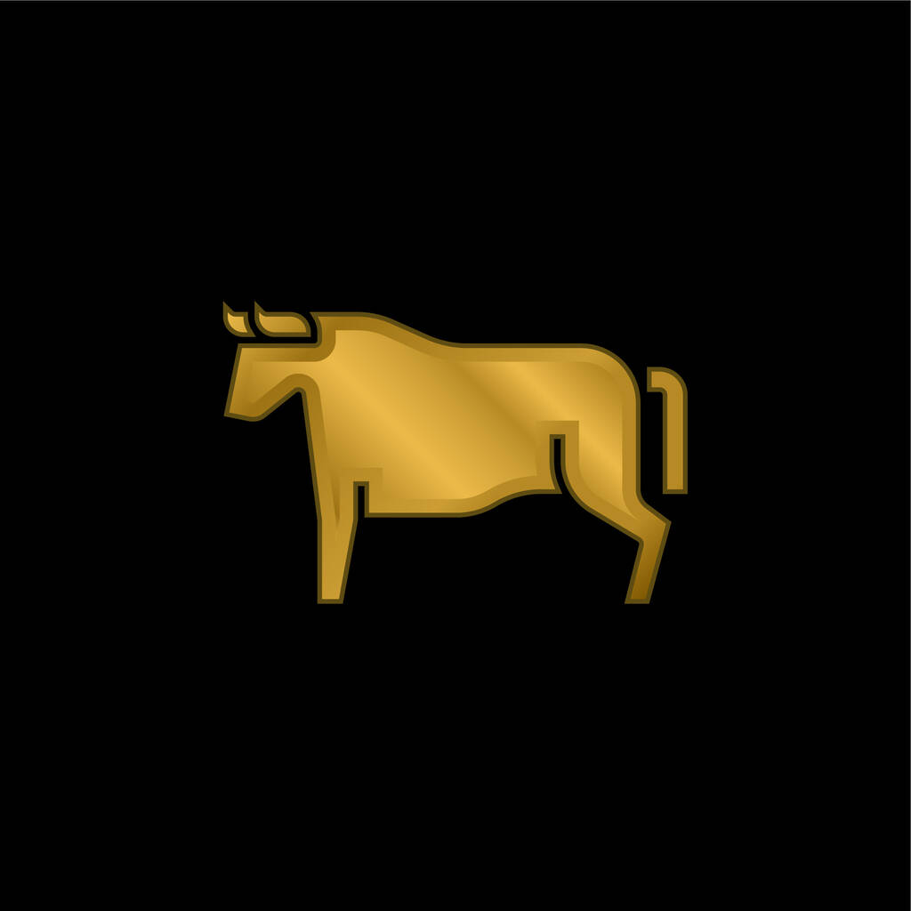 Sığır eti altın kaplama metalik simge veya logo vektörü - Vektör, Görsel