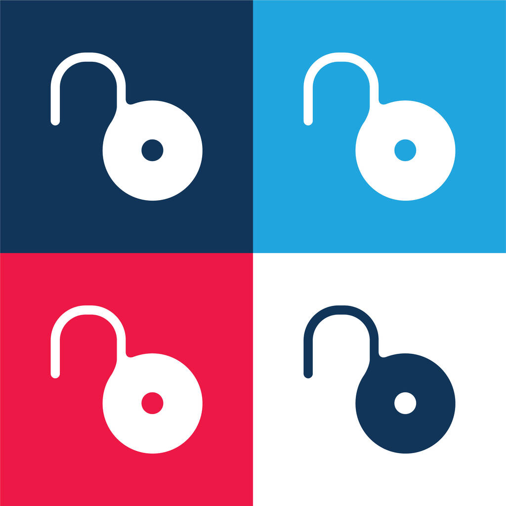 Bolt Opened blue and red four color minimal icon set - Vector, Image