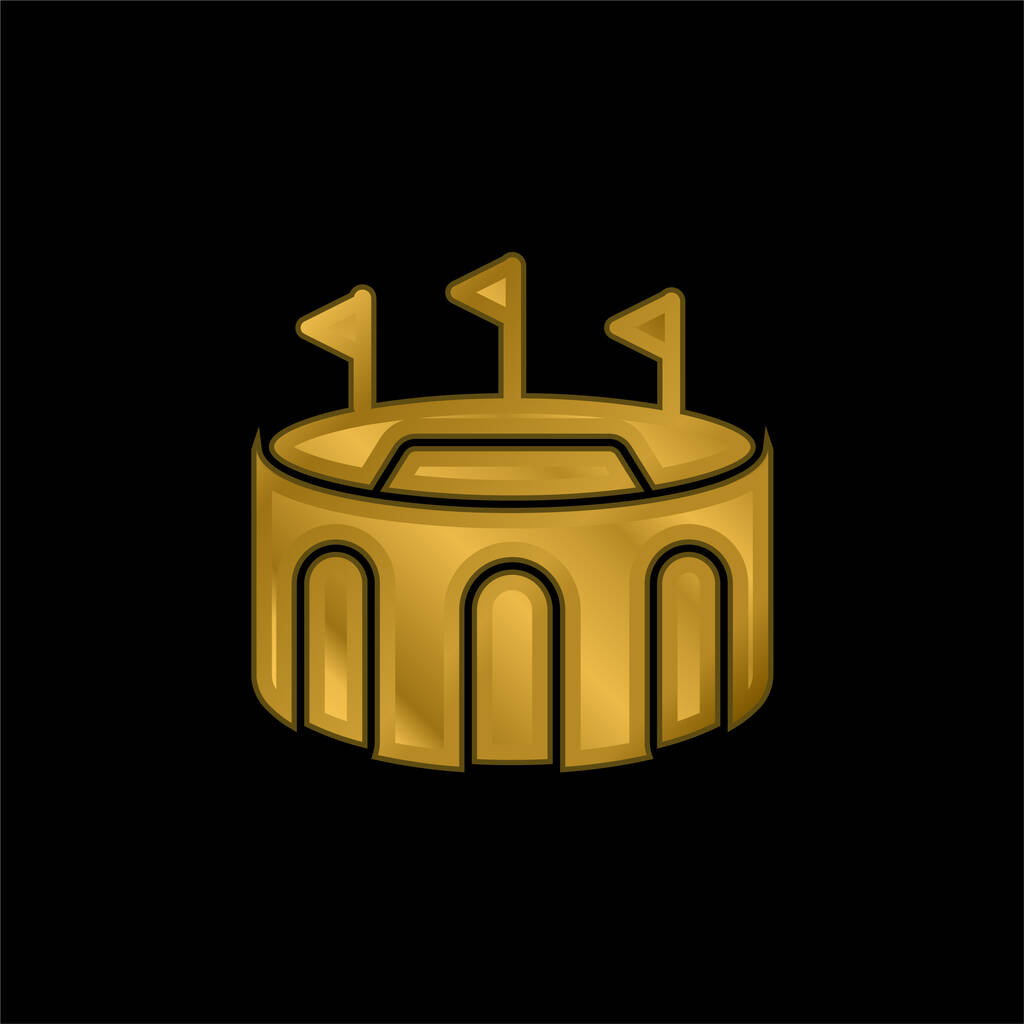 Arena chapado en oro icono metálico o logo vector - Vector, imagen