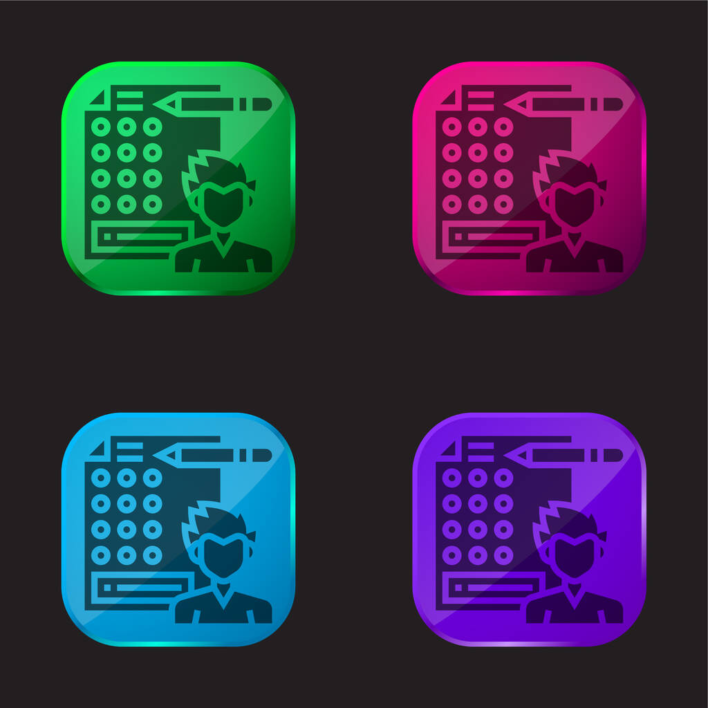 Odpověď čtyři ikony barevného skla - Vektor, obrázek