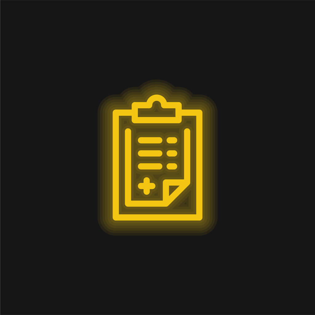 Admision Form yellow glowing neon icon - Vector, Image