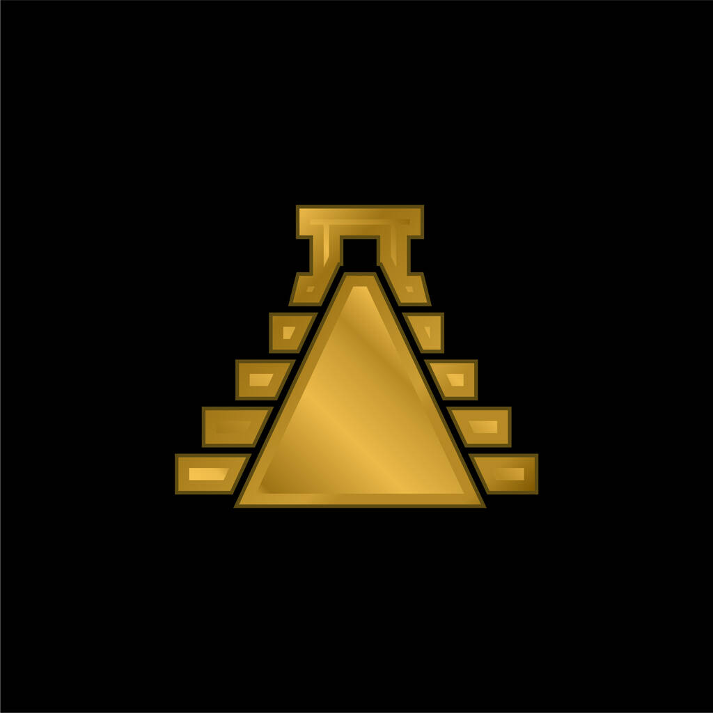 Αρχαία Πυραμίδα του Μεξικού σχήμα επίχρυσο μεταλλικό εικονίδιο ή το λογότυπο διάνυσμα - Διάνυσμα, εικόνα
