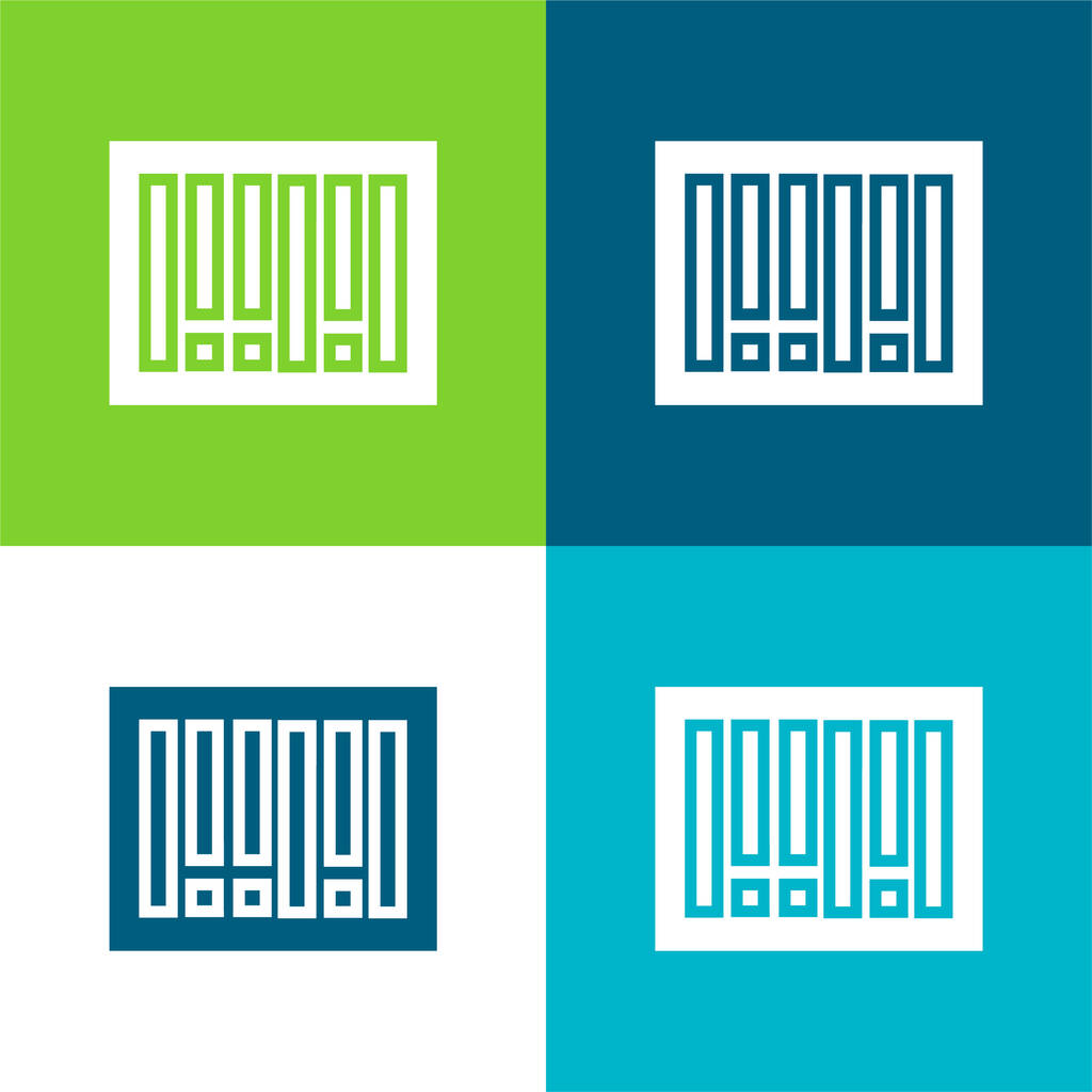 Bars Code Flat vier kleuren minimale pictogram set - Vector, afbeelding
