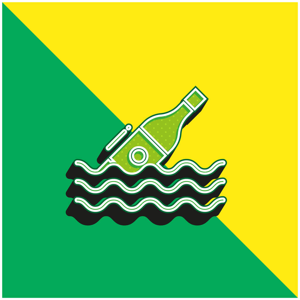 Garrafa verde e amarelo moderno logotipo vetor 3d ícone - Vetor, Imagem