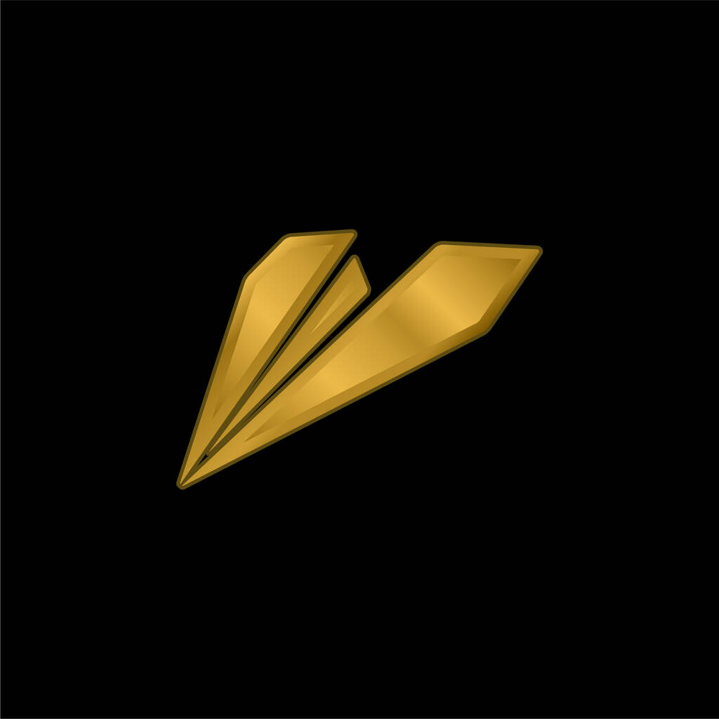 Black Origami Plane gold plated metalic icon or logo vector - Vector, Image