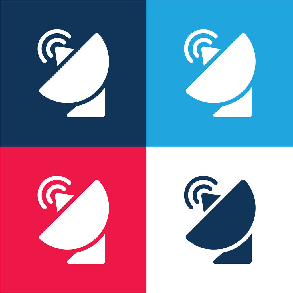 Antenna blu e rosso quattro colori set di icone minime - Vettoriali, immagini