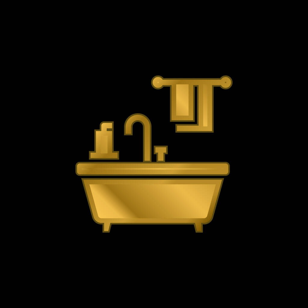 Bathtub gold plated metalic icon or logo vector - Vector, Image