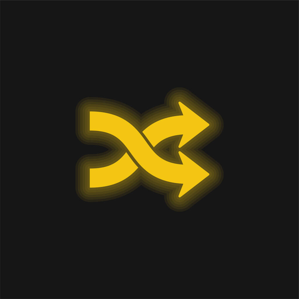 Arrow Shuffle amarelo brilhante ícone de néon - Vetor, Imagem