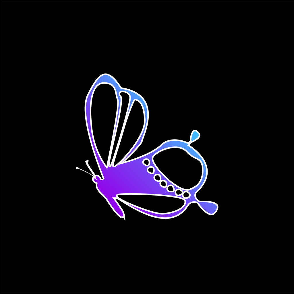 Краса на метелику вид збоку Дизайн синій градієнт Векторна піктограма
 - Вектор, зображення