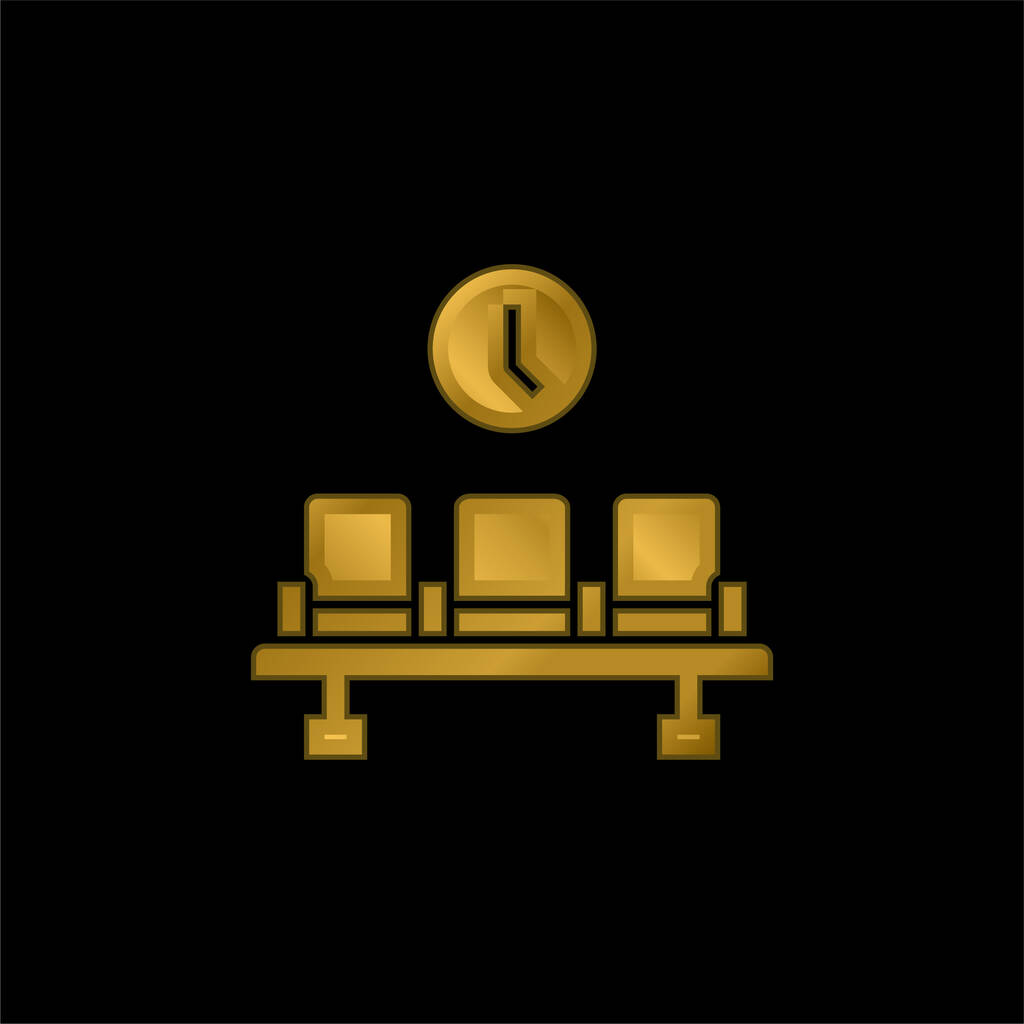 Airport gold plated metalic icon or logo vector - Vector, Image