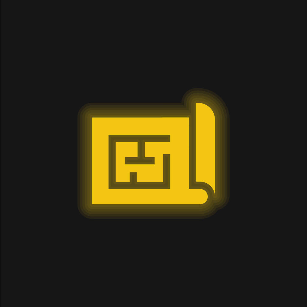 Plakat żółty świecący neon ikona - Wektor, obraz