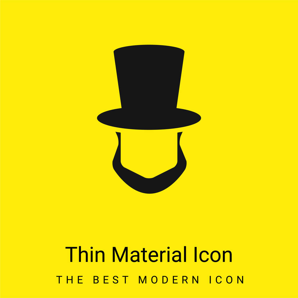 Abraham Lincoln sombrero y barba formas mínimo icono de material amarillo brillante - Vector, Imagen