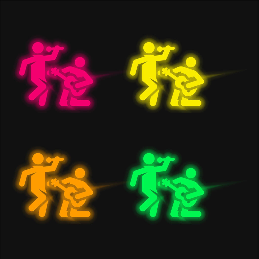 Band čtyři barvy zářící neonový vektor ikona - Vektor, obrázek