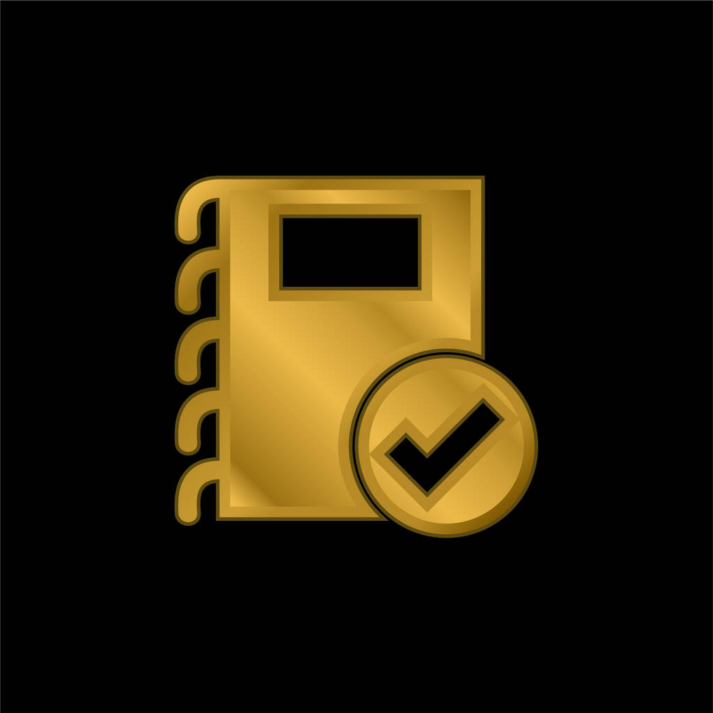 Approved Notes Símbolo chapado en oro icono metálico o vector de logotipo - Vector, imagen