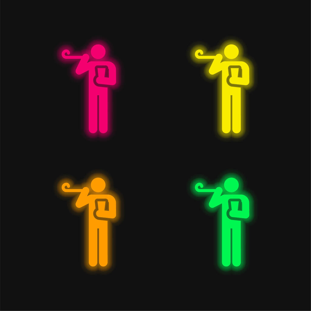 День народження чотири кольори, що світяться неоном Векторні значки
 - Вектор, зображення