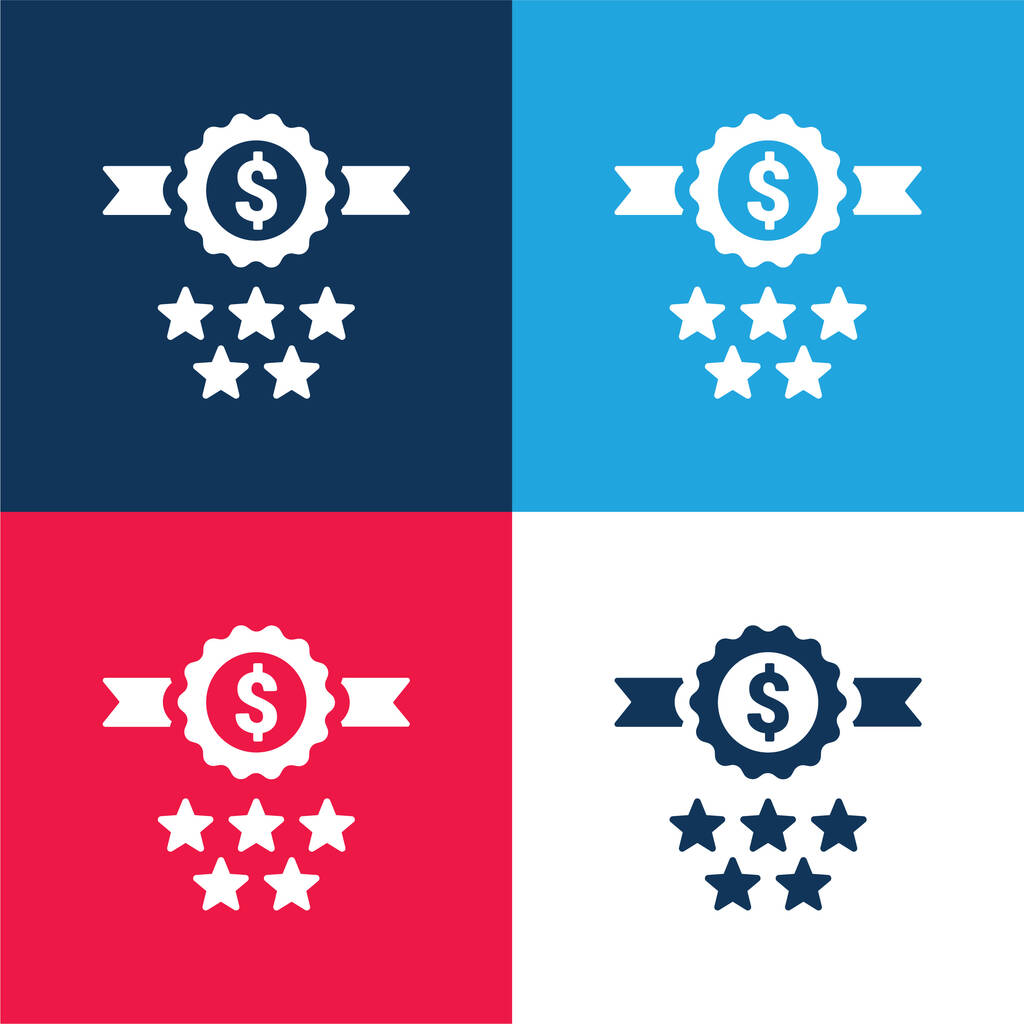 Badge bleu et rouge quatre couleurs minimum jeu d'icônes - Vecteur, image