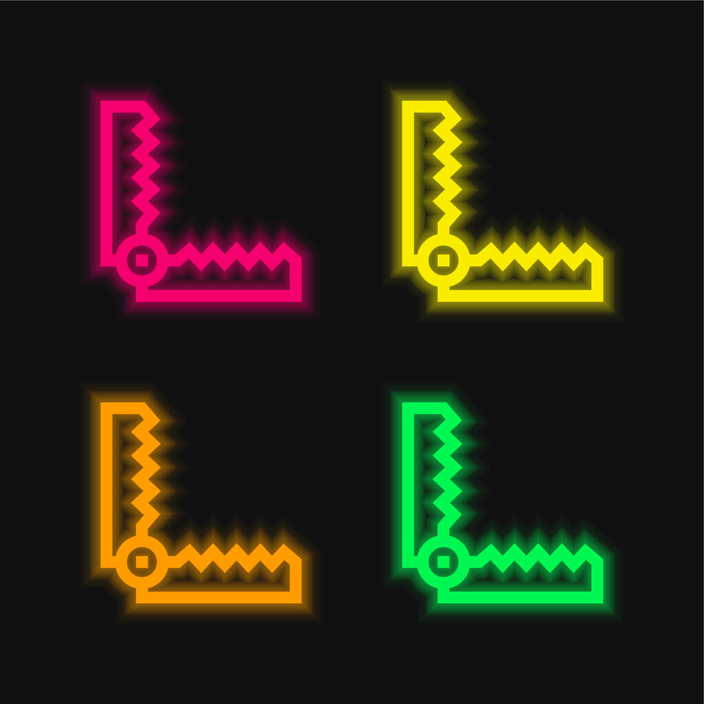 Bear Trap vier kleuren gloeiende neon vector pictogram - Vector, afbeelding